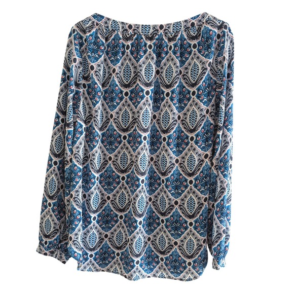 Loft Outlet Tops - Loft Outlet Blue Medallion‎ Paisley Long Sleeve Blouse Size L 411-453432